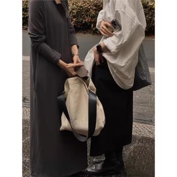 2024新款大容量帆布包女單肩包休閑百搭托特包韓版夏季通勤包