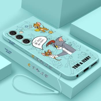 適用三星a55手機殼新款卡通貓和老鼠galaxyA55矽膠保護套Samsung直邊全包防摔SM-A5560液態個性創意女款