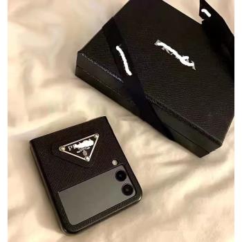 高階感三星折疊屏適用於ZFlip4代皮質硬殼十字紋W22小眾男女同款ZFlip3代小紅書同款手機殼W23情侶款ZFold3代