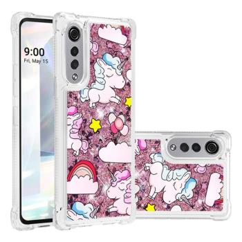 適用LG LG Velvet 4G 5G四角防摔流沙G9手機套保護軟殼圖案獨角獸