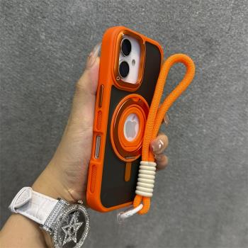 得樂適用蘋果16手機殼橙色透氣邊iphone16promax旋轉支架指環15pro磨砂14膚感商務磁吸13網紅12超防摔16plus