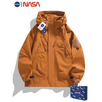 NASA戶外沖鋒衣男女款春季潮牌寬松情侶工裝防風防水休閑夾克外套