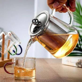 玻璃茶壺泡茶壺茶水過濾辦公家用加厚茶具耐熱耐高溫煮水壺套裝
