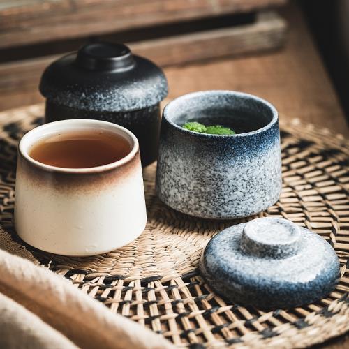 復古手工陶瓷水杯酒杯下午茶杯主人杯喝茶專用杯子帶蓋日式抹茶杯|茶杯