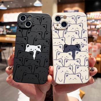 可愛個性小貓咪適用iphone13promax蘋果14/15手機殼11/12promax全包女16矽膠xs軟殼7/8plus防摔6sp創意保護套