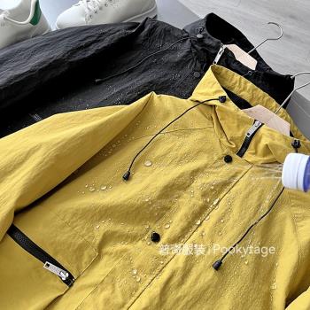 倫敦高街 金屬尼龍防風防水抗撕裂春季男裝戶外連帽休閑夾克外套