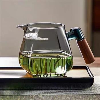玻璃茶壺月牙過濾泡茶壺加厚一體式分茶器高檔公道杯耐高溫綠茶杯