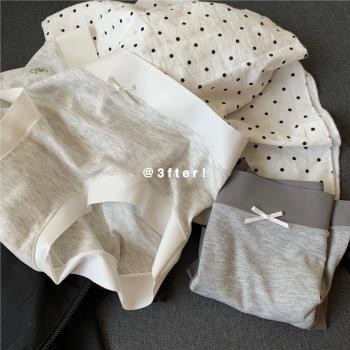 一組灰色調 A類萊卡棉【7A抑菌】無痕舒服蝴蝶結中腰純棉襠內褲女