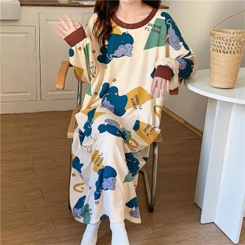可愛睡裙女士夏季短袖卡通睡衣大碼寬松薄款孕婦家居服連衣裙學生