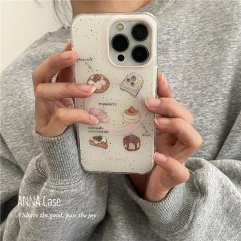 ANNACASE小眾ins可愛粉白潑墨蛋糕磁吸手機殼適用iPhone16pro新款14promax蘋果15pro全包12女款13防摔保護套