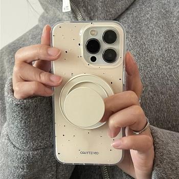 淡黃色潑墨磁吸支架適用三星S23/S20fe創意Note20/S10+全包9矽膠ultra軟殼S22女S23保護套S21/A54防摔男女款