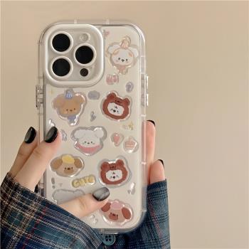 適用iPhone16Pro蘋果16promax手機殼彩繪卡通小動物16保護套plus矽膠15小清新14p少女13可愛12創意11小眾全包