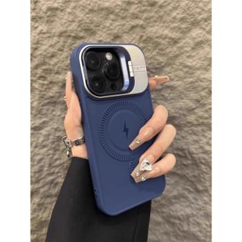 鏡頭翻蓋支架適用蘋果16promax手機殼iPhone13pro磨砂防摔11軟矽膠12高階感14promax閃電超薄15pro磁吸保護套