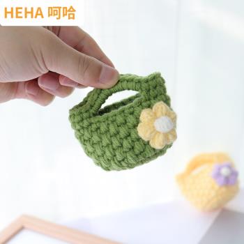 呵哈 手工編織包包迷你毛線鉤針diy材料包自制掛件無線耳機保護套