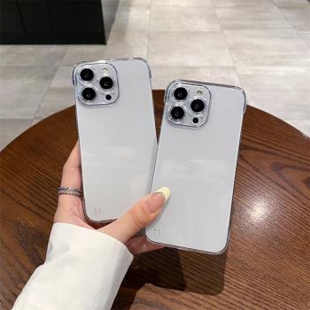 新款適用蘋果16PROMAX無邊框透明硬手機殼iphone13/15簡約PC保護套