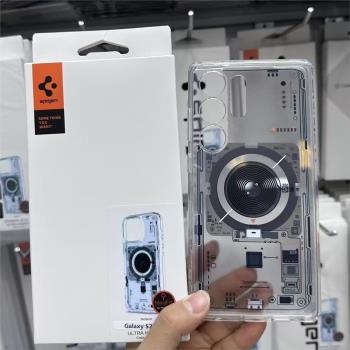 Spigen適用三星s24 Ultra/s25 ultra/s23 ultra手機殼MagSafe磁吸保護套矽膠全包防摔外殼透明新款科技電路圖