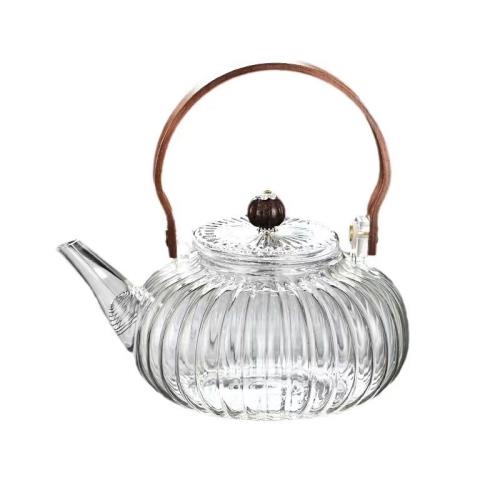 南瓜提梁壺玻璃茶壺煮茶壺耐高溫泡茶壺煮茶器電陶爐加熱燒水壺|茶壺
