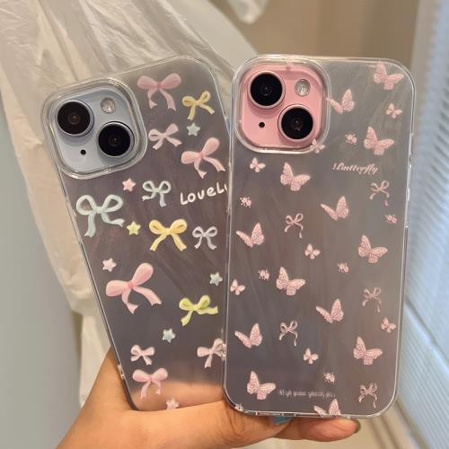 ins風可愛仙女羽紗蝴蝶結適用于蘋果13/14/15proMax少女手機軟殼iPhone11/12MINI透明