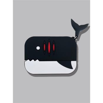 Airpodspro保護套立體黑鯊魚矽膠三代適用於蘋果airpods4無線藍牙耳機套airpodspro2新款三代軟卡通可愛2/3代