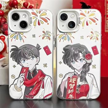 新年柯南新一適用OPPOA5PRO手機殼新款OPPP鐳射彩銀A2/3PRO名偵探A97/72/56S情侶A57/58X毛利蘭A53S套k11/12