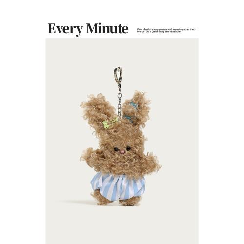EMINUTE可愛卷毛貝貝兔小眾書包掛件卡通個性鑰匙扣背包掛飾禮物