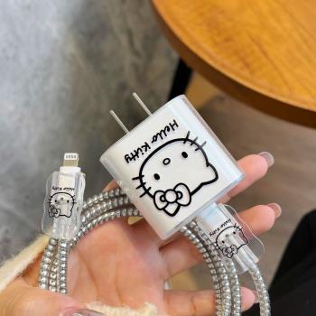 數據線保護套20w適用蘋果iphone14promax手機15快充13殼充電器12充電線保護頭電源線耳機纏繞線20w保護繩凱蒂