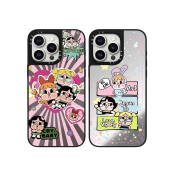 ASEiF聯名泡泡瑪特飛天小女警鏡面MagSafe磁吸適用於iPhone 16promax蘋果15pro可愛哭娃14/13/12防摔手機殼