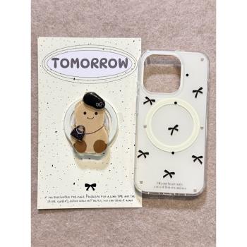 ins磁吸可愛土豆韓系蝴蝶結精緻小包適用蘋果16Promax手機殼iPhone13/14全包15新款16軟15proMax防摔保護套