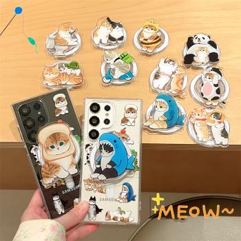 變裝貓咪三星s25ultra手機殼s24ultra磁吸保護套S23ultra軟邊防摔殼創意磁吸支架S25plus可愛女款S24+矽膠套
