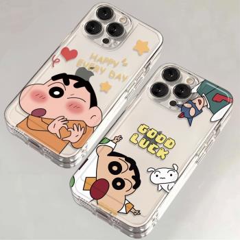 殼殼大世界適用蘋果16promax手機殼卡通超人iPhone15手機套可愛13軟殼11防摔14Pro蠟筆小新8plus保護套15透明