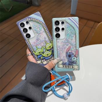 卡通史迪仔三眼怪適用三星S25Ultra手機殼S24Ultra流沙保護套S23Ultra軟邊防摔殼S22Ultra全包S25+創意可愛女