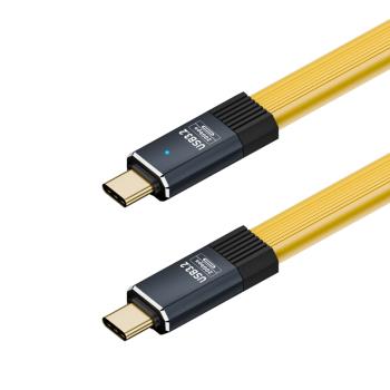 充電寶C to C短款扁平數據線帶指示燈PD100W快充短線TypeC移動電源閃充OTG擴充套件塢硬碟高速手機電腦影片傳輸線