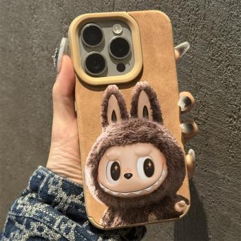 蘋果16適用15promax潮玩公仔labubu手機殼小眾時尚14plus新款iphone13/12個性男女xr/xs矽膠翻毛皮ip11保護套