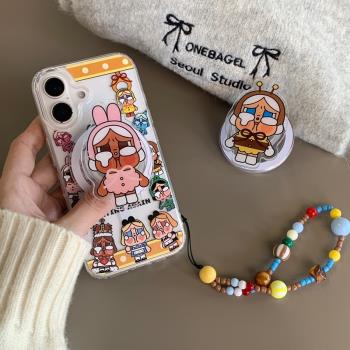 適用於iPhone15ProMax手機殼可愛小女警卡通磁吸支架13新款蘋果16pro保護套防摔12/14亞克力軟邊硬殼11外殼潮