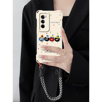 波點煤球oppo reno13手機殼新款12背帶11斜挎掛繩10防摔9掛脖子8外殼7se女6創意reno軟矽膠5保護套4se適用pro