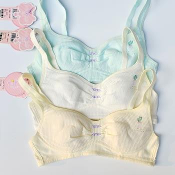 粉願62805~二階段少女純棉文胸薄款無鋼圈無海綿發育期學生內衣女