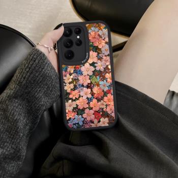 適用三星S25手機殼繁花Galaxys24新款日韓ins風S22/S23鏡頭全包S21保護套S20女高級感好看ultra軟矽膠FE防摔+