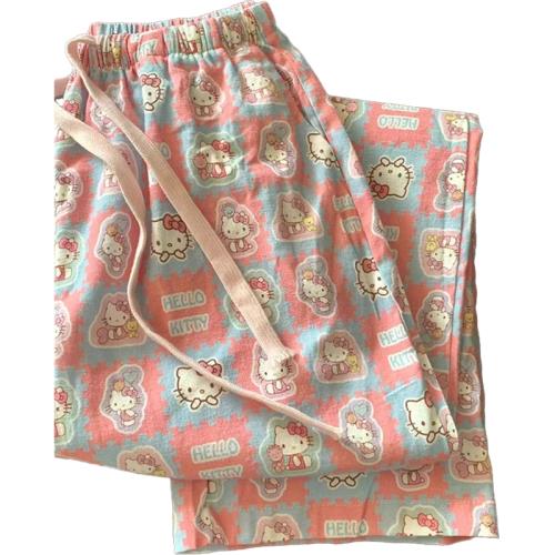 凱蒂貓純棉可愛睡褲女柔軟親膚休閑寬松女生卡通春秋長褲家居褲P