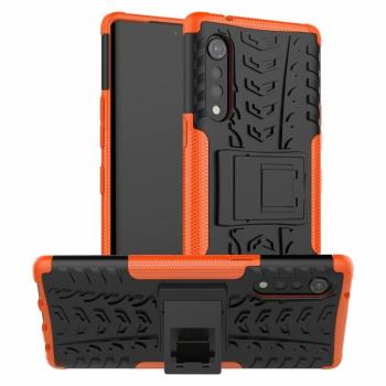 適用LG VELVET G9炫紋支架K22手機套K51保護殼防摔二合一雙色