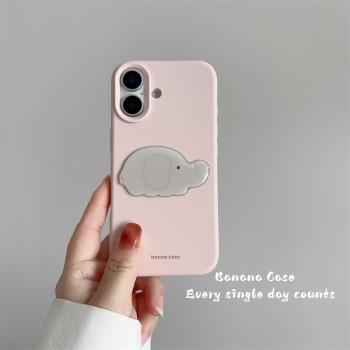 韓國ins小眾可愛奶油粉立體卡通小熊適用16promax蘋果15pro手機殼iPhone13新款14pro磨砂防摔12pro簡約保護套