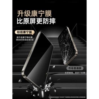 防摔康寧膜鉑信適用蘋果16promax鋼化膜iPhone15/14/13手機膜12高畫質11新款PM全屏X防窺Plus防摔XS防pro指紋ip