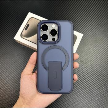 新款膚感磨砂磁吸支架適用蘋果16promax簡約iphone15Pro手機殼14pm帶支架i13男女保護套12外殼11無線充電plus