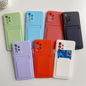 ins卡包s23 ultra手機殼適用三星s21+矽膠samsung note10 plus插卡保護套s20 FE網紅A54純色軟殼a71全包A33