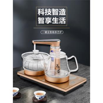 功夫茶具套裝玻璃電熱茶壺全自動抽水泡茶臺電磁爐燒水壺一體家用