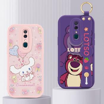 適用OPPOA9x手機殼PCAM10卡通草莓熊可愛玉桂狗歐珀ooppA9手腕帶支架斜挎背掛繩oopoa9女全包防摔矽膠皮軟套