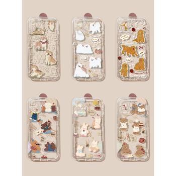 適用於蘋果15手機殼iPhone14promax卡通小狗16plus金毛13mini全包12pro防摔11矽膠xs/xr透明se3新款7/8秋冬6