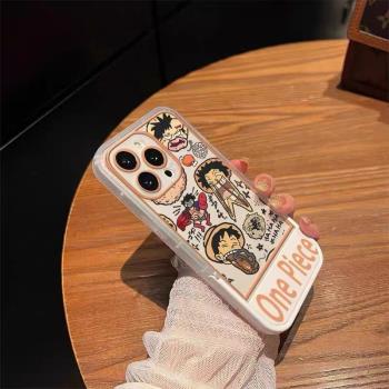 海賊王路飛適用三星s21ultra手機殼矽膠折疊支架s22+動漫s20fe創意男女note10+卡通個性a54/a53全包a52s/a42
