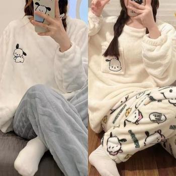 珊瑚絨睡衣女秋冬季2025新款加厚網紅帕恰狗少女法蘭絨家居服套裝
