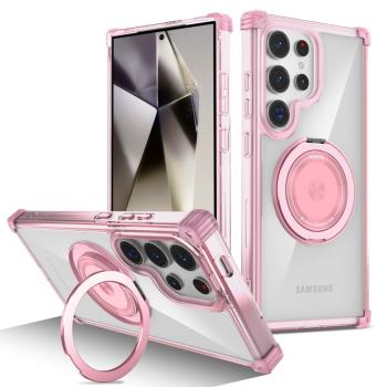 可旋轉折疊磁吸支架適用三星s25ultra手機殼透明s23+plus四角edge氣囊s22uitra防摔note20utrla轉動21u套24FE