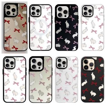 CASETI聯名Rabbit Ribbon絲帶兔子適用iPhone16Pro Max手機殼蘋果14 13 12 15Magsafe磁吸鏡頭框支架保護套